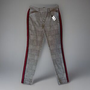 NWT Express Stretch Skinny Mid-Rise Plaid Dress Pants Side Stripe Womens Size 8R